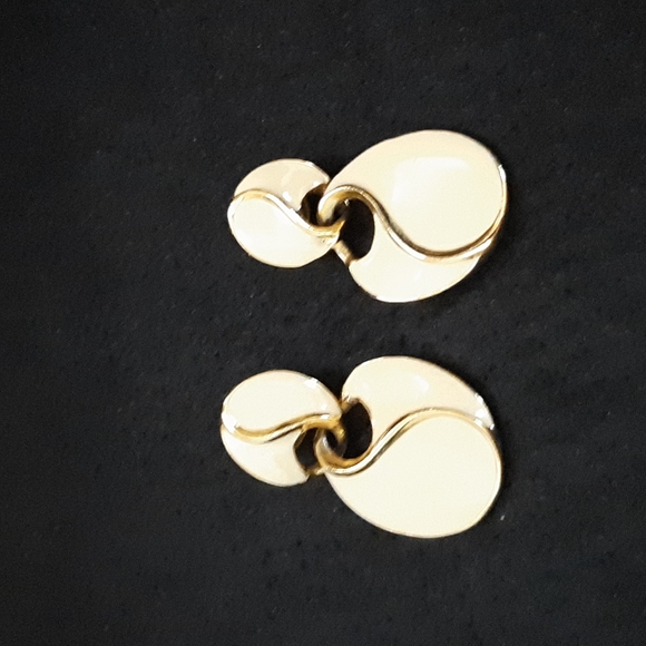 Signed Givenchy Gold Enamel Earrings - Picture 1 of 6